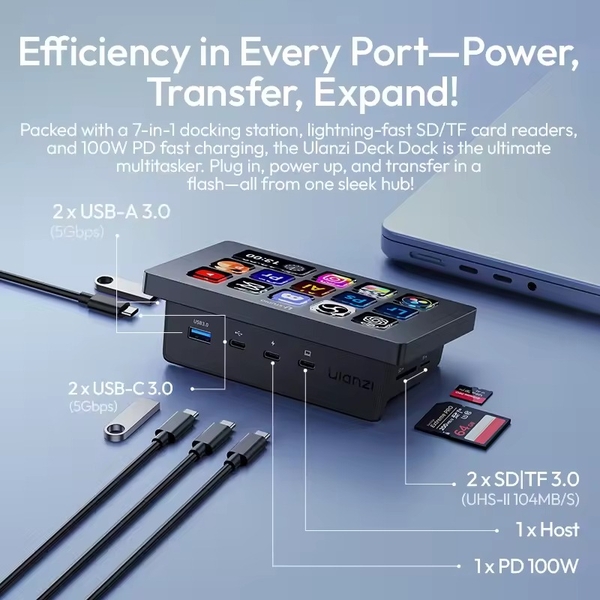 Ulanzi D200H Stream Deck Dock AI - Tich hợp 13 phím Macro chức năng chính hãng
