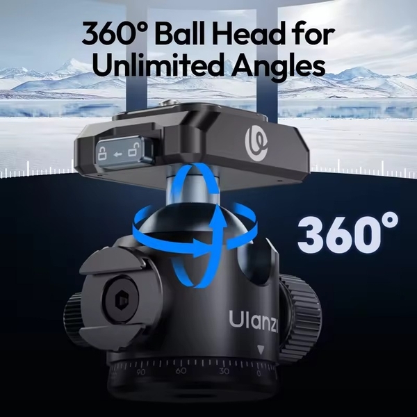 Ulanzi T100 Uka đầu Mini Ballhead 360 độ tháo lắp nhanh với khả năng tải lên đến 6kg chính hãng
