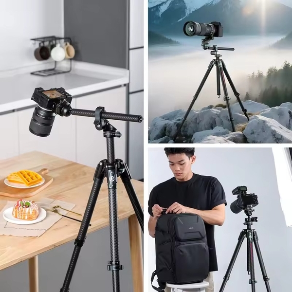 Chân máy du lịch Travel Tripod Ulanzi JJ05 chất liệu Carbon Fiber / Cột giữa 2 phần chính hãng