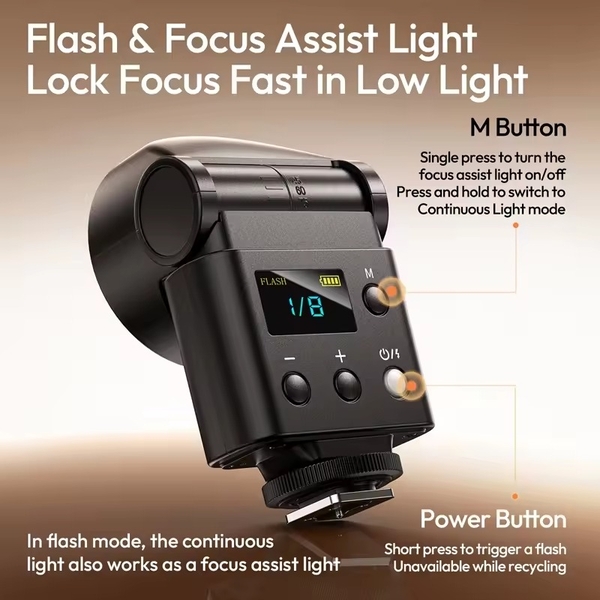 Đèn flash LED Ulanzi F16R 2500-6500K SpeedLite GN16 dành cho máy ảnh cao cấp chính hãng