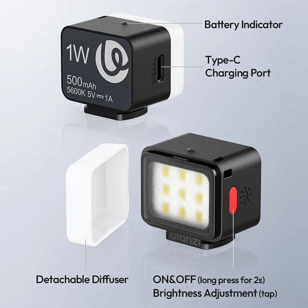 Đèn Led Cube Lite Ulanzi DG01 siêu nhỏ gọn công suất 1W tích hợp nam châm từ tính chính hãng
