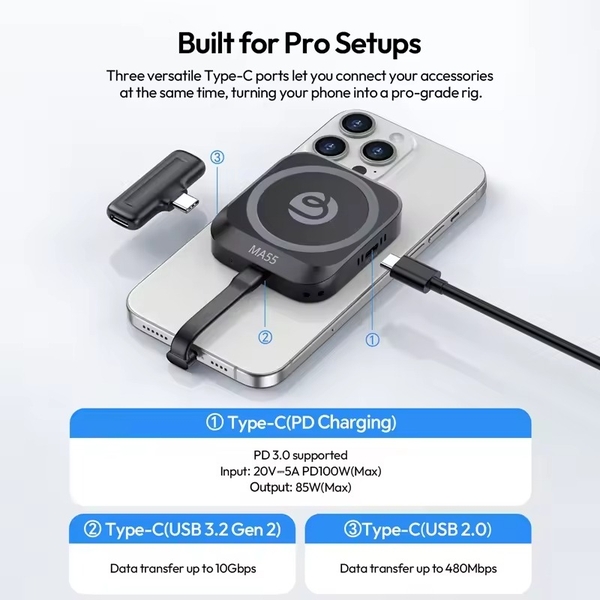 Vỏ ổ cứng SSD từ tính Ulanzi MA55 10Gbps có quạt làm mát chính hãng
