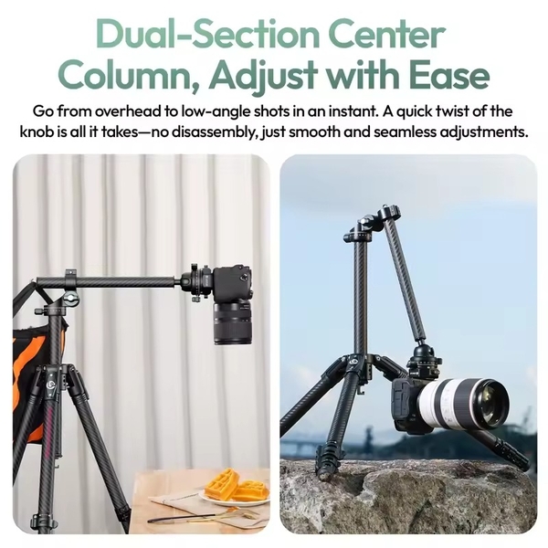 Chân máy du lịch Travel Tripod Ulanzi JJ05 chất liệu Carbon Fiber / Cột giữa 2 phần chính hãng