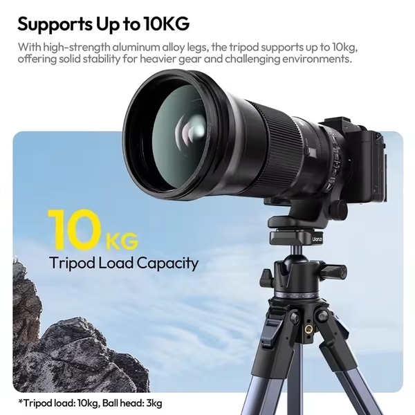 Travel Tripod Ulanzi Ombra Ying II White chính hãng - Cao Max 1.56M tích hợp tấm Uka tháo nhanh tải 10Kg