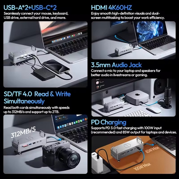 Trạm kết nối vỏ SSD hỗ trợ 8TB Docking station Ulanzi QT03 tương thích đa nền tảng chính hãng