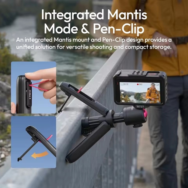 Gậy selfie mini Ulanzi MT55 kiêm chân máy dành cho GoPro 13, DJI Action Camera, điện thoại với ngàm gắn 1/4