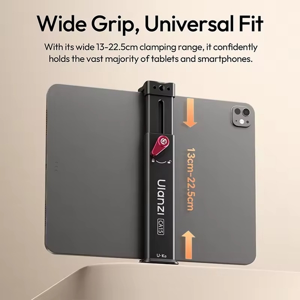 Ulanzi CA15 Kẹp iPad Tablet đa ​​năng với chất liệu hợp kim nhôm tích hợp ngàm coldshoe chính hãng