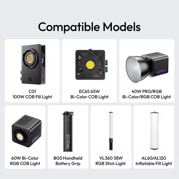 Adapter Ulanzi RH-PD100W cốc sạc dành cho đèn Ulanzi C01/EC65/L023 L024/C60/C60RGB AL60/AL120 VL360 cao cấp công xuất 100W