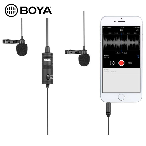 Micro ghi âm gài áo Boya BY M1DM - Dual microphone thu âm cùng lúc