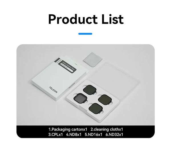 Bộ kính lọc Telesin ND & CPL Lens Filters Set sử dụng cho GoPro Hero 12/11/ 10/ 9/ Mini chính hãng