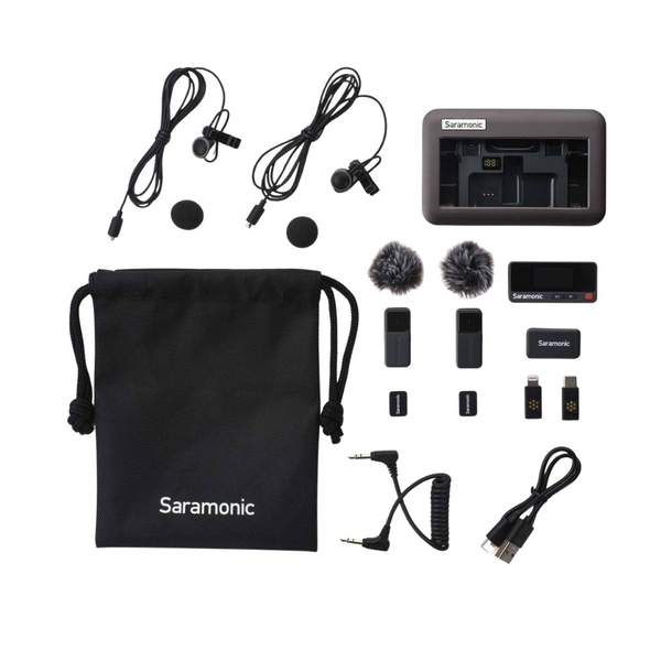 Saramonic Air 01 micro không dây siêu nhẹ 2 TX 1 RX tích hợp màn hình màu 1,05 inch chính hãng