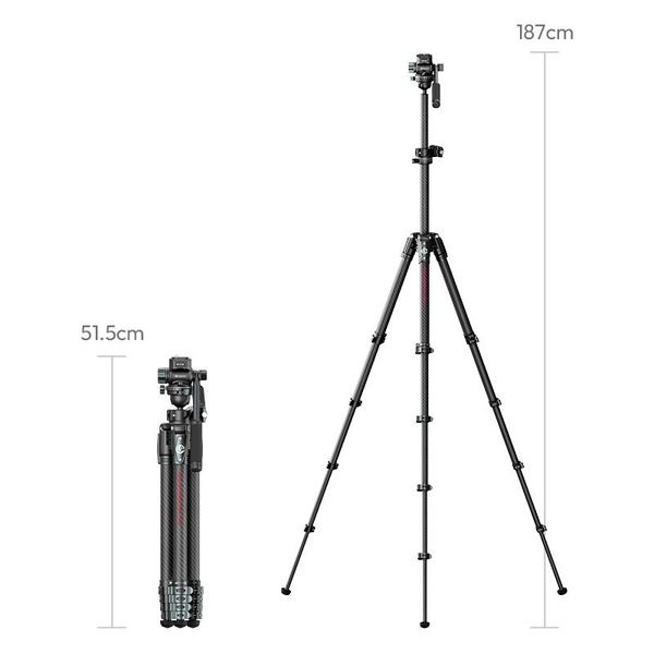 Ulanzi JJ06 Chân máy du lịch Travel Tripod Carbon Fiber / Cột giữa 2 phần chính hãng