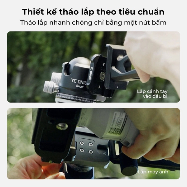 YC Onion Litchi Gimbal Head GH38 bộ Adapter mở rộng chụp ảnh dọc Vertical kèm Plate