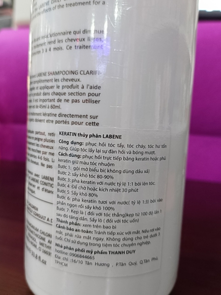 KERATIN PHỤC HỒI TÓC LABENE 1000ML | Công ty TNHH MTV Mỹ phẩm Đạt Phương