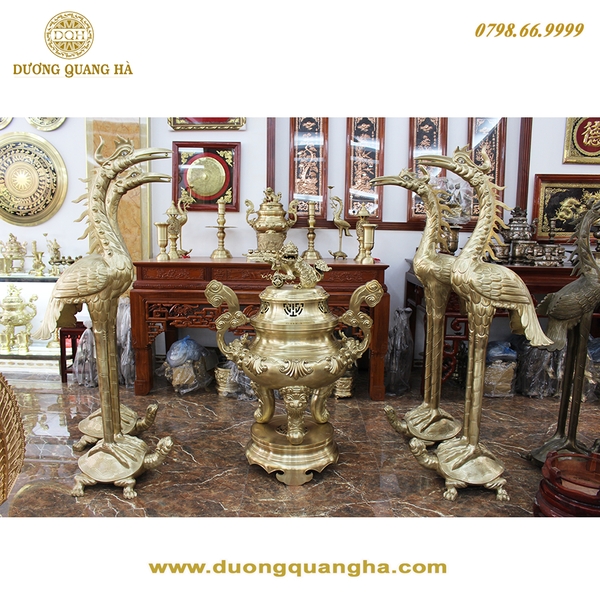 Đỉnh Quả Mao Rồng Đồng Vàng Cát Tút 1m5 | Đồ Đồng Dương Quang Hà