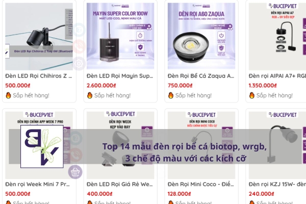 Top 14 mẫu đèn rọi bể cá biotop, wrgb, 3 chế độ màu với các kích cỡ