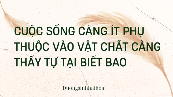 CUỘC SỐNG CÀNG ÍT PHỤ THUỘC VÀO VẬT CHẤT CÀNG THẤY TỰ TẠI BIẾT BAO !