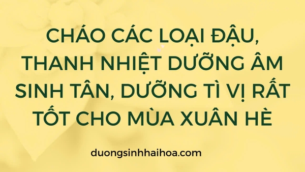 CHÁO CÁC LOẠI ĐẬU, THANH NHIỆT DƯỠNG ÂM SINH TÂN, DƯỠNG TÌ VỊ RẤT TỐT CHO MÙA XUÂN HÈ!