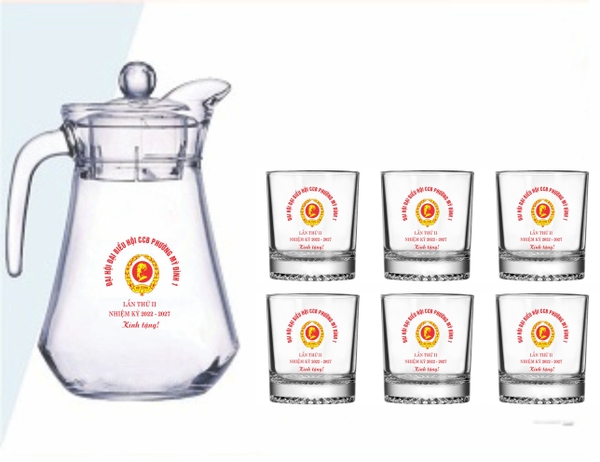 Quà Tặng Đại Hội - Bộ bình thủy tinh + 6 ly uống nước