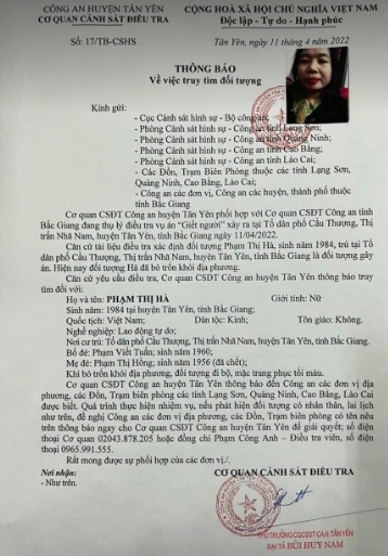 Truy tìm “nữ quái” sát hại chủ shop quần áo tại Bắc Giang