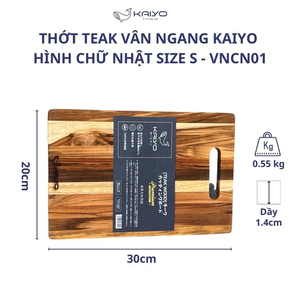 Thớt thái gỗ teak vân ngang hình chữ nhật size S
