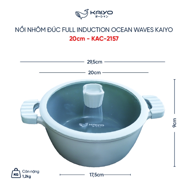 Nồi nhôm đúc full induction Ocean Waves Kaiyo, 20cm