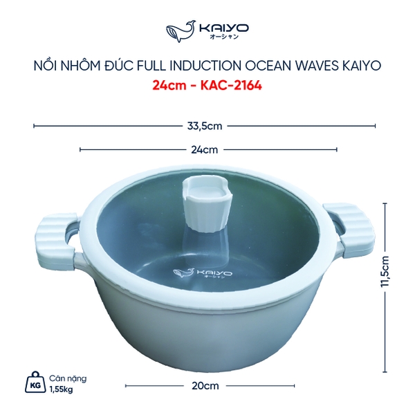 Nồi nhôm đúc full induction Ocean Waves Kaiyo, 24cm