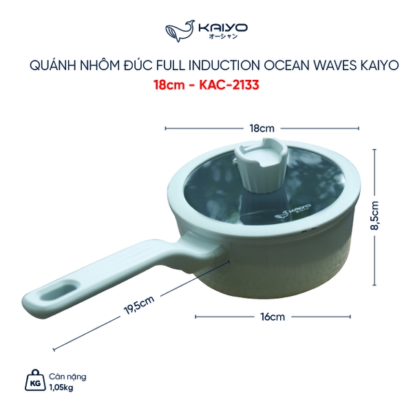 Quánh nhôm đúc full induction Ocean Waves Kaiyo, 18cm
