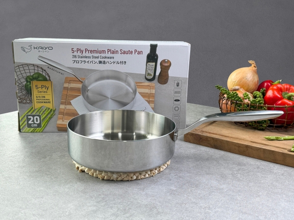 Chảo inox 316 liền khối 5-ply Premium Kaiyo - thành cao, size 20cm