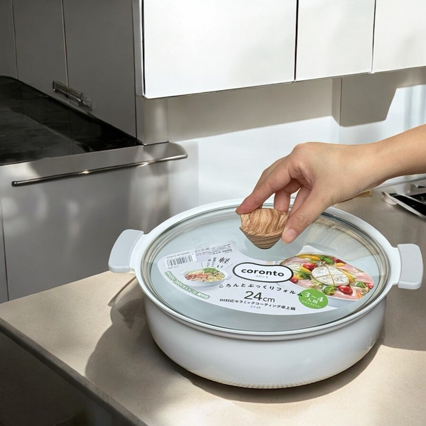 Nồi lẩu nhôm đúc chống dính Coronto Kakusee (24cm, màu ghi đá)