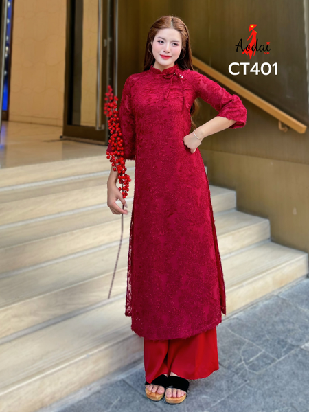 Áo dài Cách tân tà lông vũ nhiều màu cổ cao 2cm tay lỡ