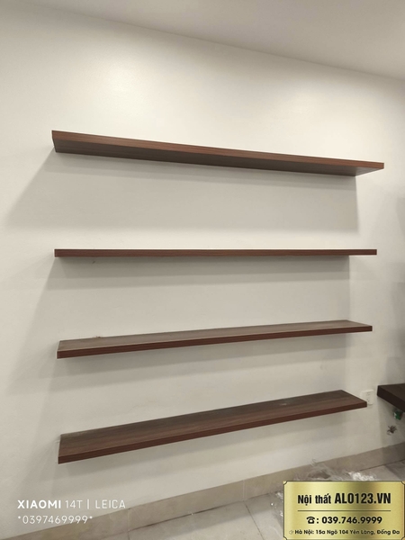 Combo 4 kệ gỗ thanh ngang treo tường -100x20cm( màu sồi)