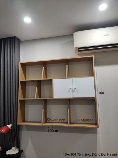 Kệ sách treo tường có cánh tủ( 120x100x20cm)- Alo043