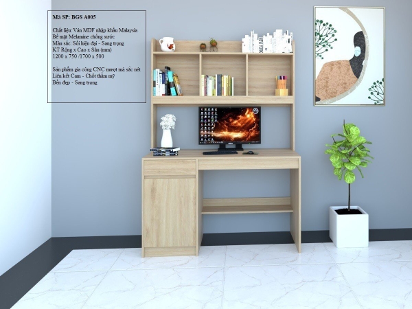 Bàn học kèm giá sách  BGSA005