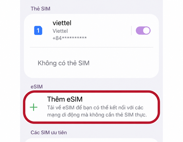 Cách Cài Đặt eSIM Trên Android