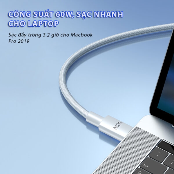 Cáp sạc PISEN PRO-Linen USB-C (C-C) PD 60W 1.5m