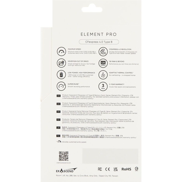 Thẻ nhớ Exascend 512GB Element Pro CFexpress 4.0 Type B