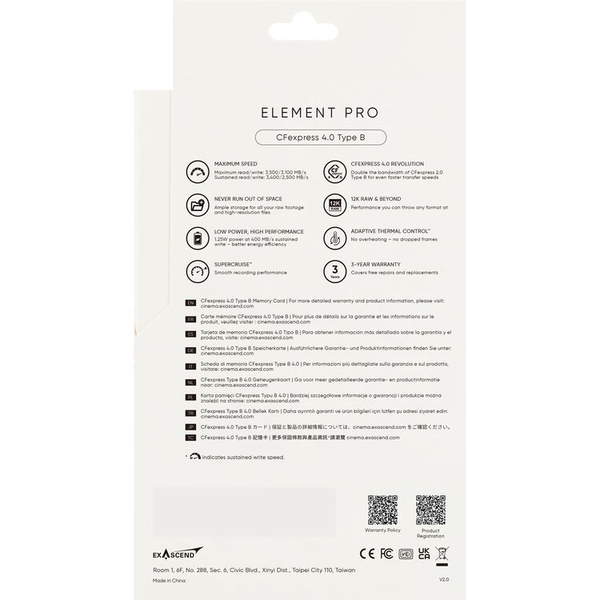 Thẻ nhớ Exascend Element PRO CFexpress 4.0 Type-B 256GB