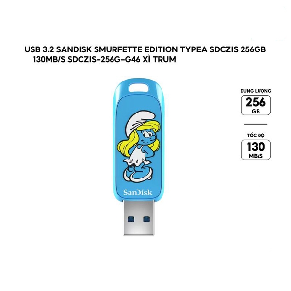 USB 3.2 Sandisk Smurfette Edition TypeA SDCZIS 130MB/s (màu sắc giao ngẫu nhiên)