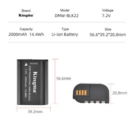 Pin Kingma BLK22 cho Lumix S5 (New)