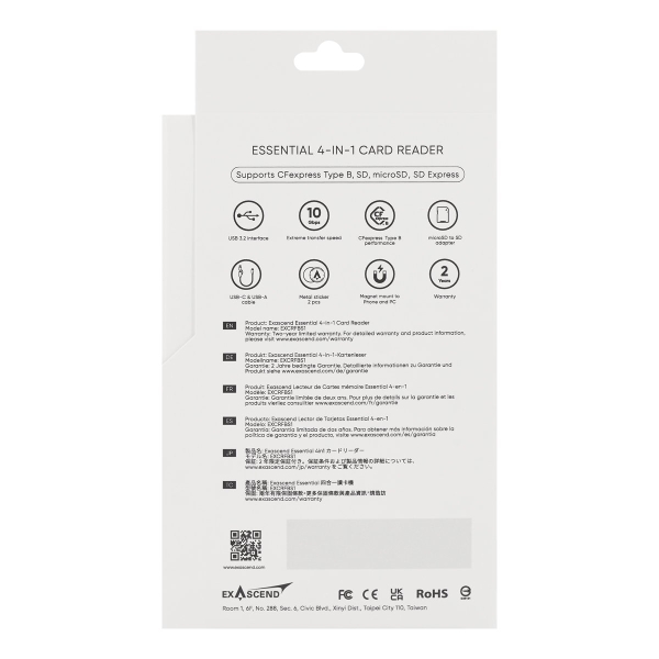 Đầu đọc thẻ Essential 4-in-1 – Multi-slot Card Reader (10 Gbps)
