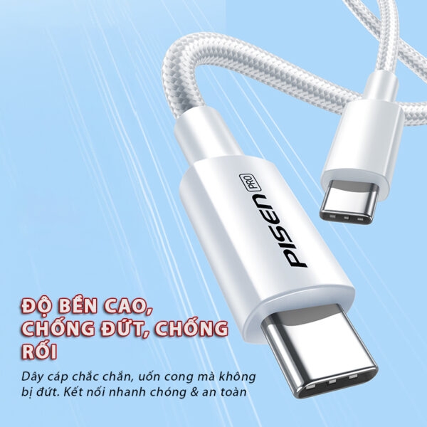 Cáp sạc PISEN PRO-Linen USB-C (C-C) PD 60W 1.5m