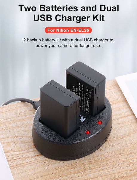 Combo 2 PIN 1 sạc KINGMA EN-EL25 FOR NIKON Z50, ZFC - Click vào để xem giá từng món