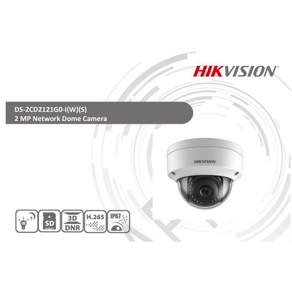 Camera IP Dome 2MP H265+ Hikvision DS-2CD2121G0-IWS