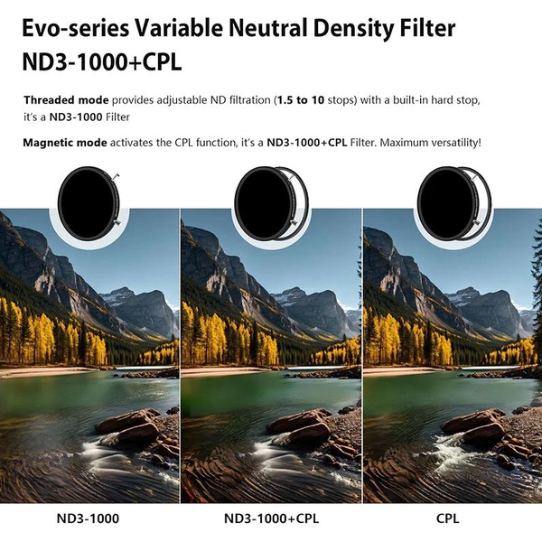 Filter H&Y HD EVO-Series Magnetic Variable ND3-1000 + CPL