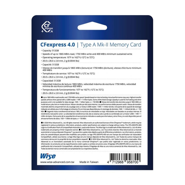Thẻ nhớ Wise 256GB / 512GB CFexpress 4.0 Type A