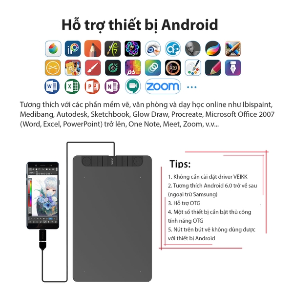 Bảng Vẽ Điện Tử VEIKK VK1060 PRO Android 2 Vòng Xoay Dial Đa Năng