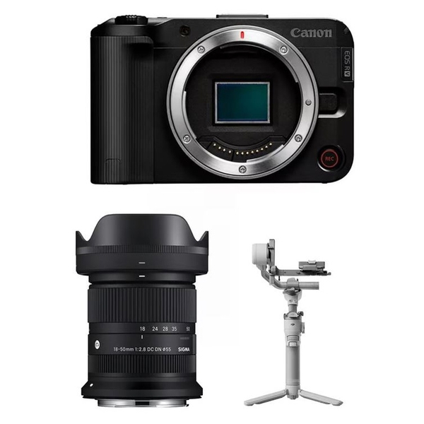 Canon EOS R50 V Body + Sigma 18-50mm F2.8 DC DN (C) + DJI RS 4 Mini - Chính Hãng