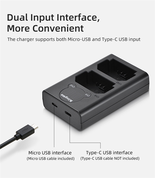 Combo 2 pin và 1 sạc đôi LCD Kingma for fujifilm NP-W235