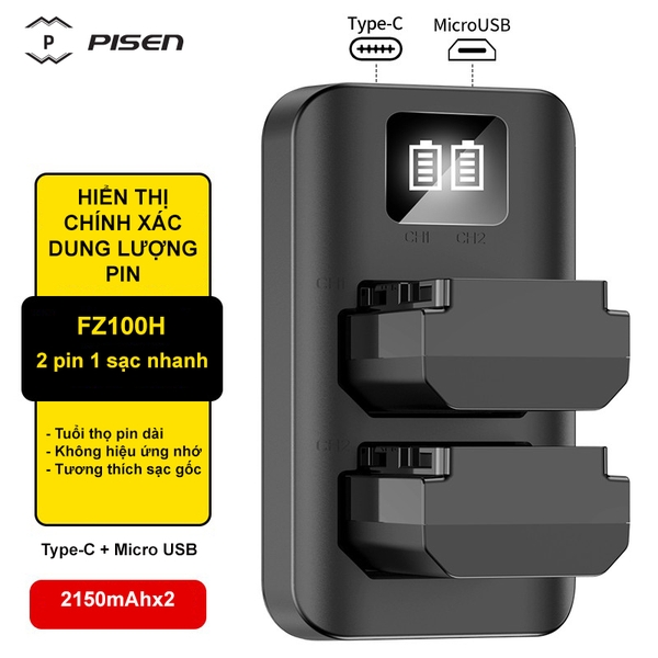 BỘ PISEN 2 PIN + 1 SẠC SONY FZ100